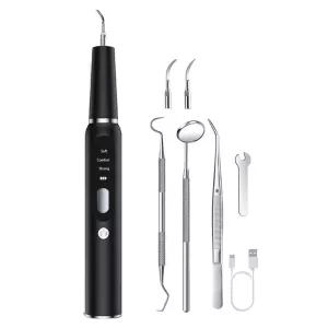 Pet Ultrasonic Teeth Cleaner Dog Electric Teeth Cleaning Tool Home Dentistry Tartar Remover (Černý)