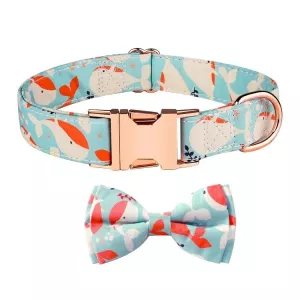Obojek pro psy s odnímatelnou mašlí Rose Gold Buckle, Velikost S (28-40 cm, oranžová)