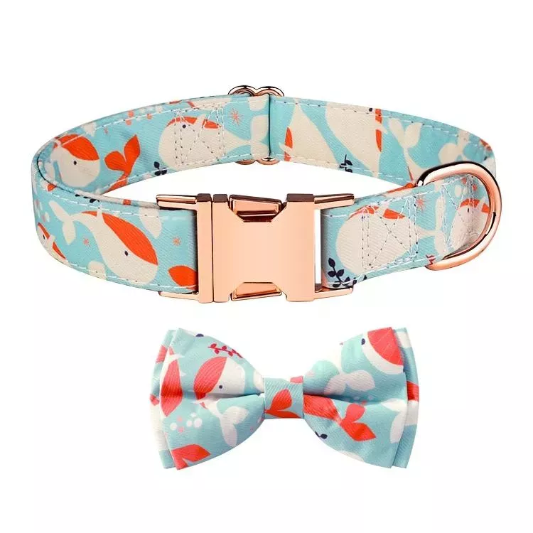 Obojek pro psy s odnímatelnou mašlí Rose Gold Buckle, Velikost S (28-40 cm, oranžová)