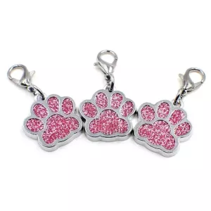 10 PCS Emailové Přívěsky pro Kočky a Psy - Bear Paw Prints (Růžové)