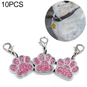 10 PCS Emailové Přívěsky pro Kočky a Psy - Bear Paw Prints (Růžové)