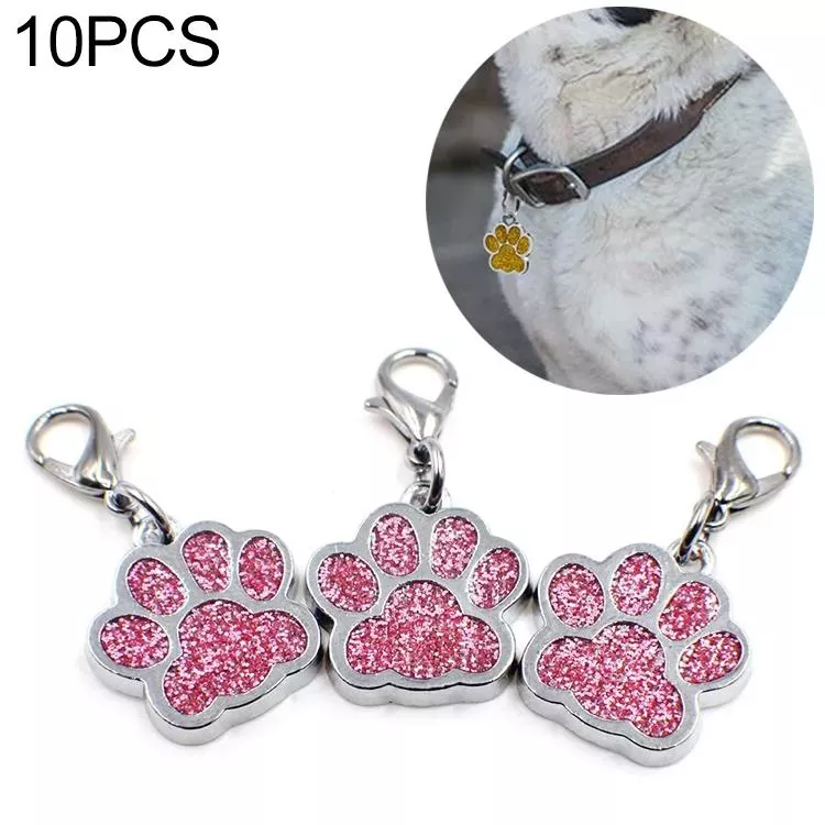 10 PCS Emailové Přívěsky pro Kočky a Psy - Bear Paw Prints (Růžové)