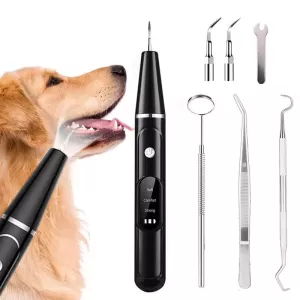 Pet Ultrasonic Teeth Cleaner – Sada na čištění zubů pro psy s dárkovou krabičkou a zrcadlem (Bílé)