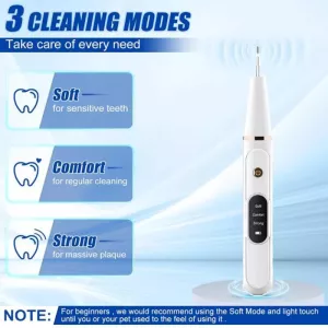 Pet Ultrasonic Teeth Cleaner – Sada na čištění zubů pro psy s dárkovou krabičkou a zrcadlem (Bílé)