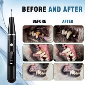 Pet Ultrasonic Teeth Cleaner – Sada na čištění zubů pro psy s dárkovou krabičkou a zrcadlem (Bílé)