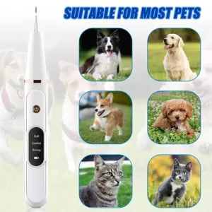 Pet Ultrasonic Teeth Cleaner – Sada na čištění zubů pro psy s dárkovou krabičkou a zrcadlem (Bílé)