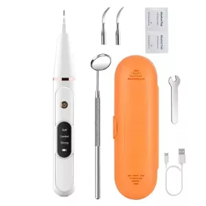 Pet Ultrasonic Teeth Cleaner – Sada na čištění zubů pro psy s dárkovou krabičkou a zrcadlem (Bílé)