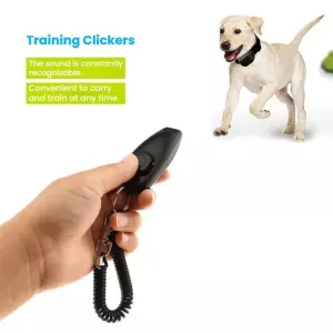 2v1 Clicker a Píšťalka pro Školení Psů s Dlouhým Náramkem (Bílá)