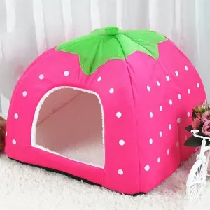 Skládací dům pro domácí zvířata ve tvaru jahody, velikost M (růžový)