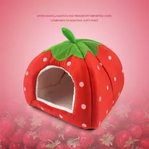 Střešník ve tvaru jahody - skládací pelíšek pro domácí mazlíčky, velikost M (červená)