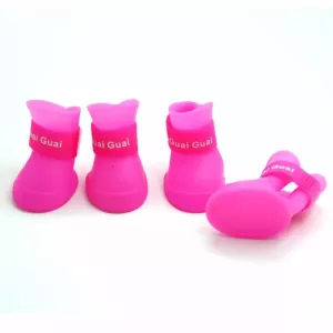 Stylové psí boty Lovely Pet pro štěňata, voděodolné gumové boty - Růžové, S (4.3 x 3.3 cm)