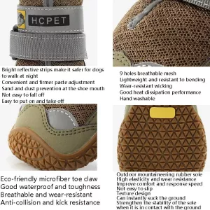 HCPET Psí Boty 4 ks - Prodyšné Šedé (Velikost No.8, 7.5cm)