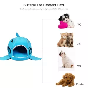 Teplý pelíšek pro psy a kočky - Indoor Pet Dog Puppy Cat Warm House Sharks M (50x50x48 cm, modrý)