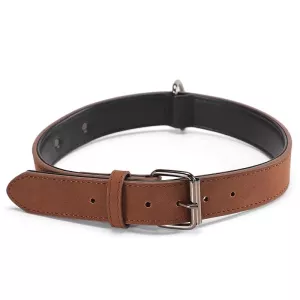 JINMAOHOU Psí obojek z dvojité vrstvy kůže, velikost: M 49x2.7cm (hnědý) JINMAOHOU Psí obojek z dvojité vrstvy kůže, velikost: M 49x2.7cm (hnědý)