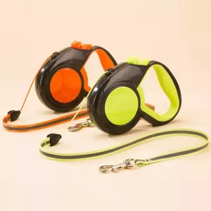 Vodítko pro psy 8m s automatickým navíjením a reflexními prvky (oranžové)