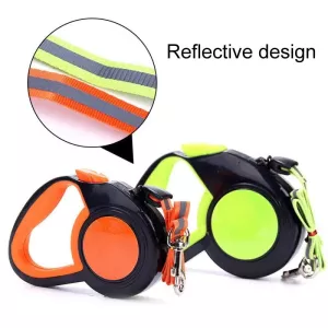 Vodítko pro psy 8m s automatickým navíjením a reflexními prvky (oranžové)