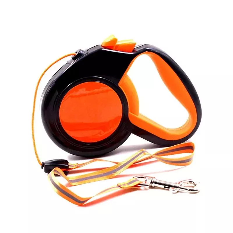 Vodítko pro psy 8m s automatickým navíjením a reflexními prvky (oranžové)