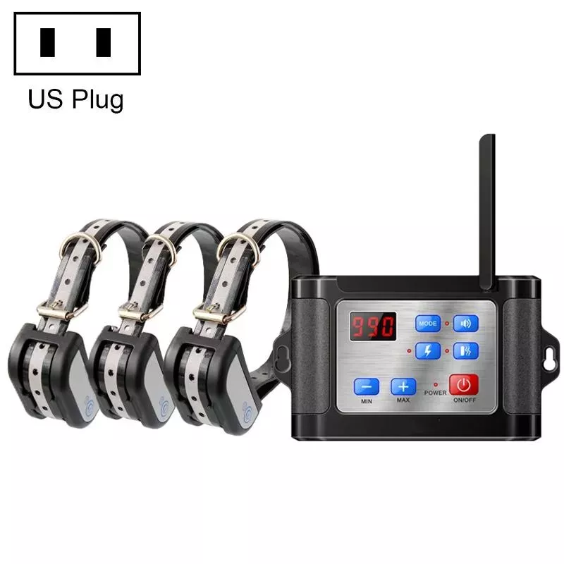 Bezdrátový elektronický plot pro domácí zvířata se sebereflexním obojkem - 1 pro 3 (US Plug)
