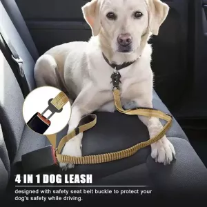 Teleskopické vodítko pro psy Heavy Duty s reflektivním bungee a tlumením nárazů (Khaki)