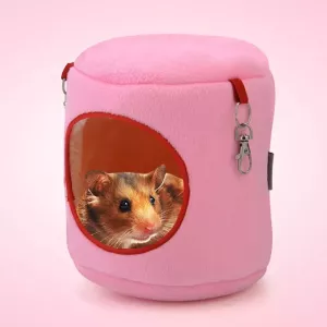 Flanelový válec pro domácí zvířata – horký hamsterský houpací pelíšek pro malé mazlíčky S, velikost: 10*9*9 cm (růžový)