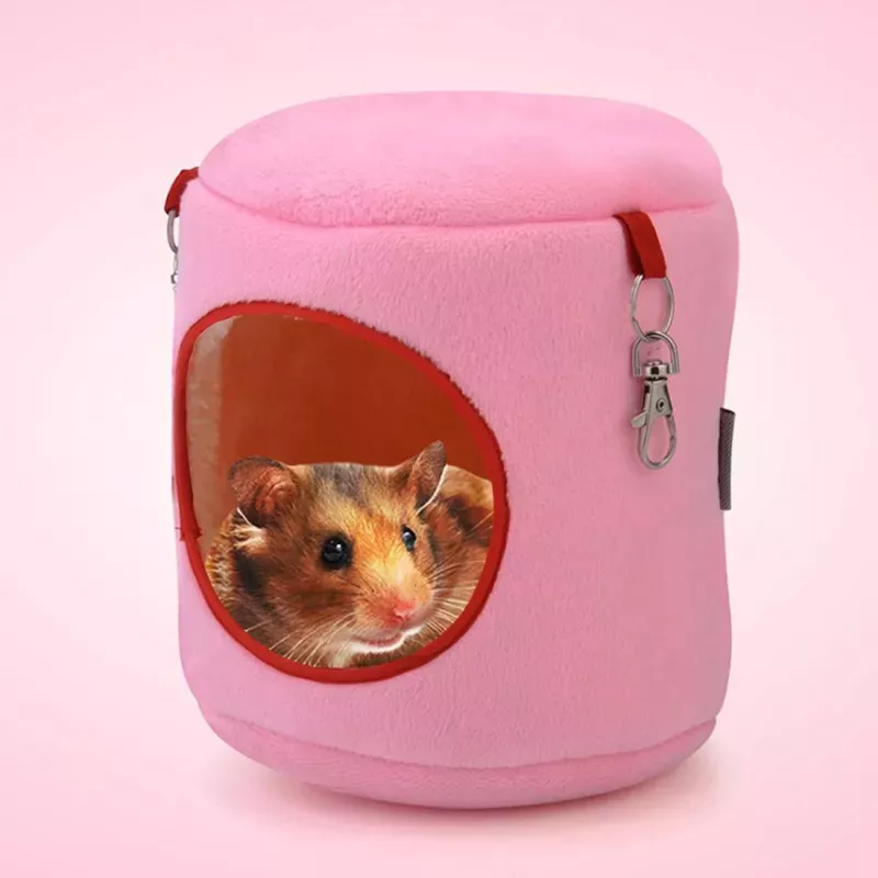 Flanelový válec pro domácí zvířata – horký hamsterský houpací pelíšek pro malé mazlíčky S, velikost: 10*9*9 cm (růžový)