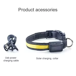 Obojek pro střední a velké psy, solární + USB nabíjení, LED světlo, obvod krku: S, 35-40 cm (oranžový)