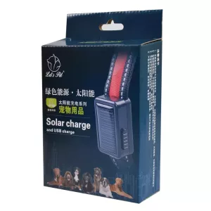 Obojek pro střední a velké psy, solární + USB nabíjení, LED světlo, obvod krku: S, 35-40 cm (oranžový)