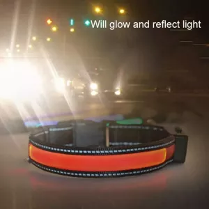 Obojek pro střední a velké psy, solární + USB nabíjení, LED světlo, obvod krku: S, 35-40 cm (oranžový)
