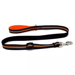 Vodítko pro psy – Nylonové noční reflexní nastavitelné (Oranžové, Velikost M)