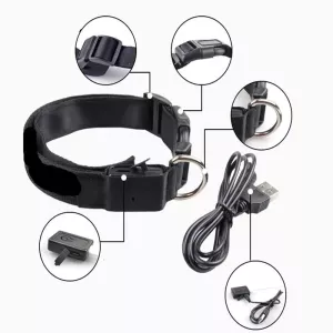 Nabíjecí LED svítící obojek pro psy ve čtvercovém vzoru, velikost L (Červená) Nabíjecí LED svítící obojek pro psy ve čtvercovém vzoru, velikost L (Červená)