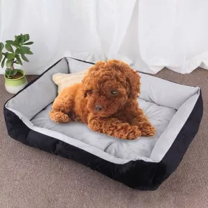 Pelíšek pro psy a kočky s vzorem kostí, M, 70×50×15 cm, černosvětle šedý