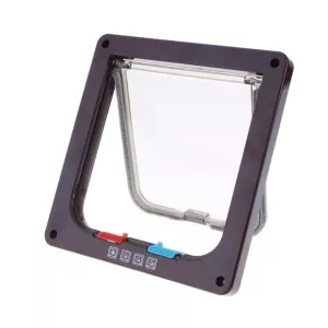 Pet Door 4 Ways Lockable Security Flap Door pro psy a kočky - Velikost M (Hnědá)