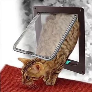 Pet Door 4 Ways Lockable Security Flap Door pro psy a kočky - Velikost M (Hnědá)