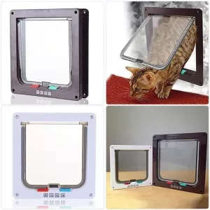 Pet Door 4 Ways Lockable Security Flap Door pro psy a kočky - Velikost M (Hnědá)