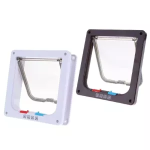 Pet Door 4 Ways Lockable Security Flap Door pro psy a kočky - Velikost M (Hnědá)
