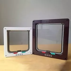 Pet Door 4 Ways Lockable Security Flap Door pro psy a kočky - Velikost M (Hnědá)