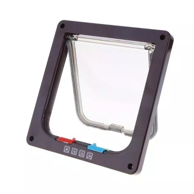 Pet Door 4 Ways Lockable Security Flap Door pro psy a kočky - Velikost M (Hnědá)