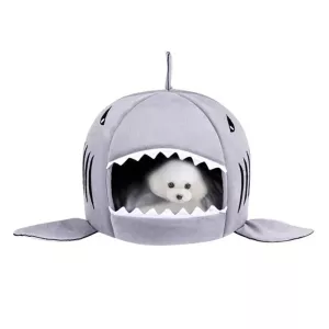 Hřejivý pelíšek pro psy a kočky - Shark House S (42x42x42 cm, šedý) Hřejivý pelíšek pro psy a kočky - Shark House S (42x42x42 cm, šedý)