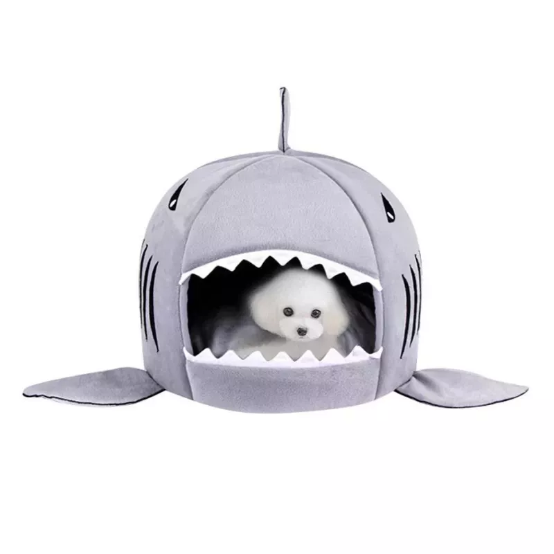 Hřejivý pelíšek pro psy a kočky - Shark House S (42x42x42 cm, šedý) Hřejivý pelíšek pro psy a kočky - Shark House S (42x42x42 cm, šedý)