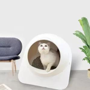 Velká uzavřená toaleta pro kočky – Cat Litter Box (Bílá)