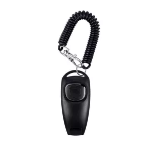 2v1 Clicker a píšťalka pro psy s dlouhým náramkem (černá)