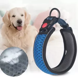Obojek pro psy Honeycomb Net, běžný, prodyšný, reflexní, antiškrtící, L (modrý)