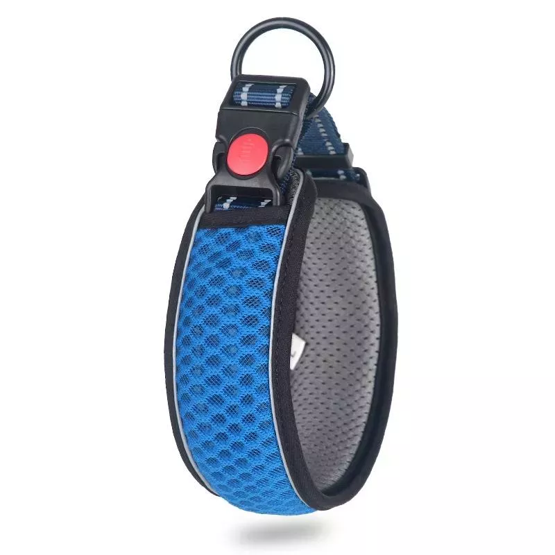 Obojek pro psy Honeycomb Net, běžný, prodyšný, reflexní, antiškrtící, L (modrý)